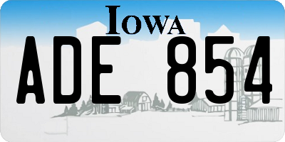 IA license plate ADE854