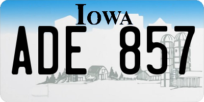 IA license plate ADE857