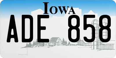 IA license plate ADE858