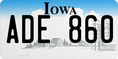 IA license plate ADE860