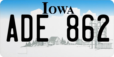 IA license plate ADE862