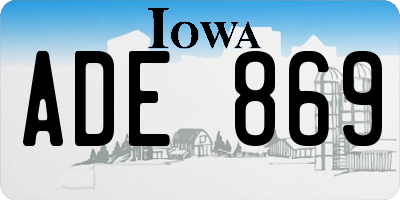 IA license plate ADE869