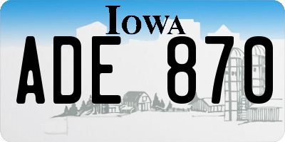 IA license plate ADE870