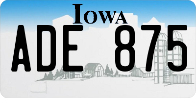 IA license plate ADE875