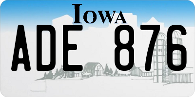 IA license plate ADE876