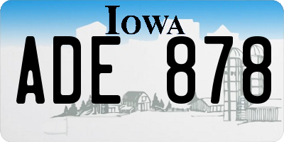 IA license plate ADE878