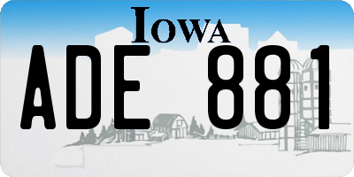 IA license plate ADE881