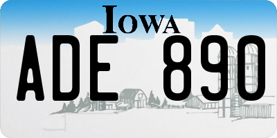 IA license plate ADE890
