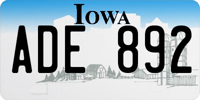 IA license plate ADE892
