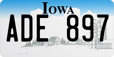 IA license plate ADE897