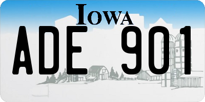 IA license plate ADE901