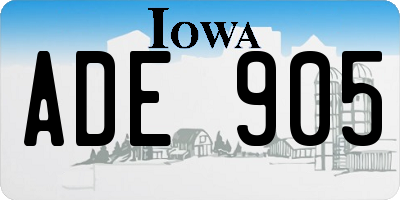IA license plate ADE905