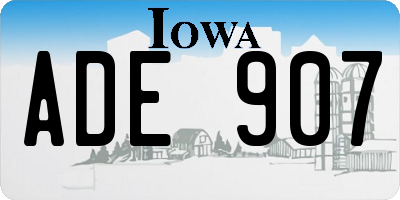 IA license plate ADE907