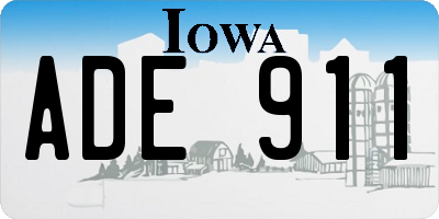 IA license plate ADE911