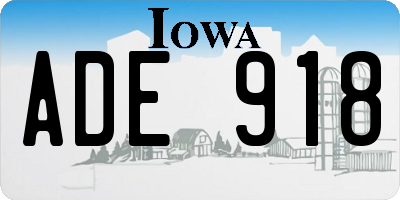 IA license plate ADE918