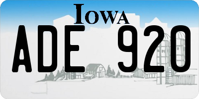 IA license plate ADE920