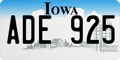 IA license plate ADE925