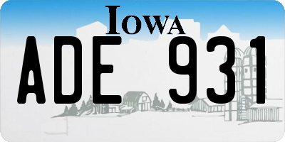 IA license plate ADE931
