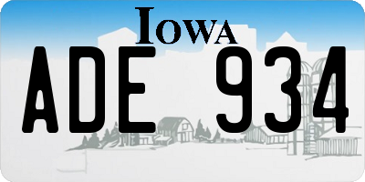 IA license plate ADE934