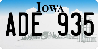 IA license plate ADE935