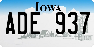 IA license plate ADE937
