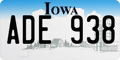 IA license plate ADE938