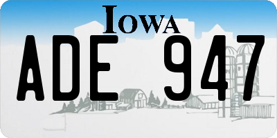 IA license plate ADE947
