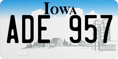 IA license plate ADE957