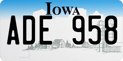 IA license plate ADE958