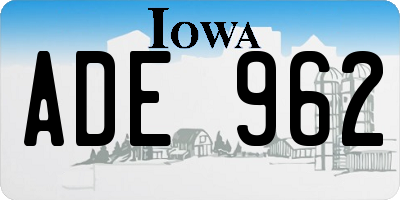 IA license plate ADE962