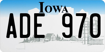 IA license plate ADE970