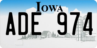 IA license plate ADE974