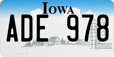IA license plate ADE978