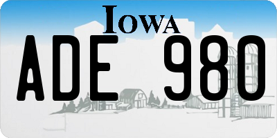 IA license plate ADE980