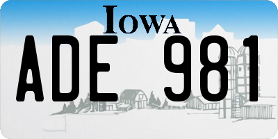 IA license plate ADE981