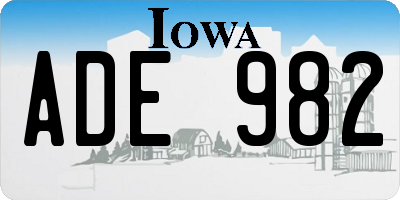 IA license plate ADE982