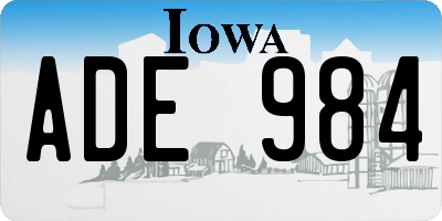IA license plate ADE984