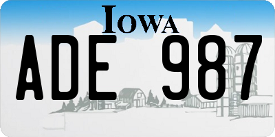 IA license plate ADE987