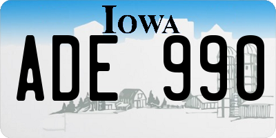 IA license plate ADE990