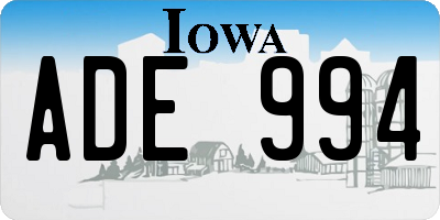 IA license plate ADE994