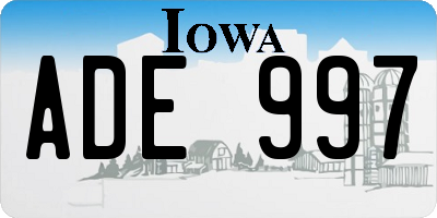 IA license plate ADE997