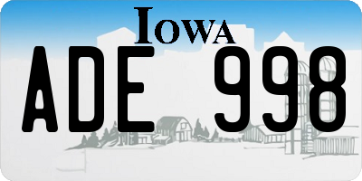 IA license plate ADE998