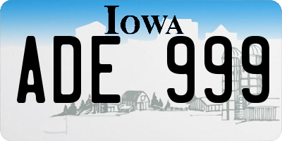 IA license plate ADE999