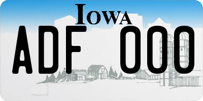 IA license plate ADF000