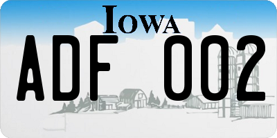 IA license plate ADF002