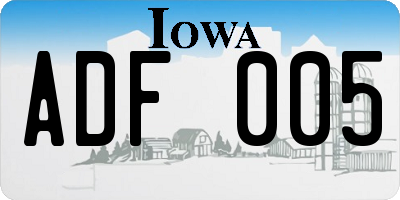 IA license plate ADF005