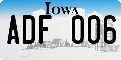 IA license plate ADF006