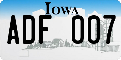 IA license plate ADF007