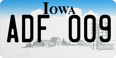 IA license plate ADF009