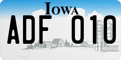 IA license plate ADF010